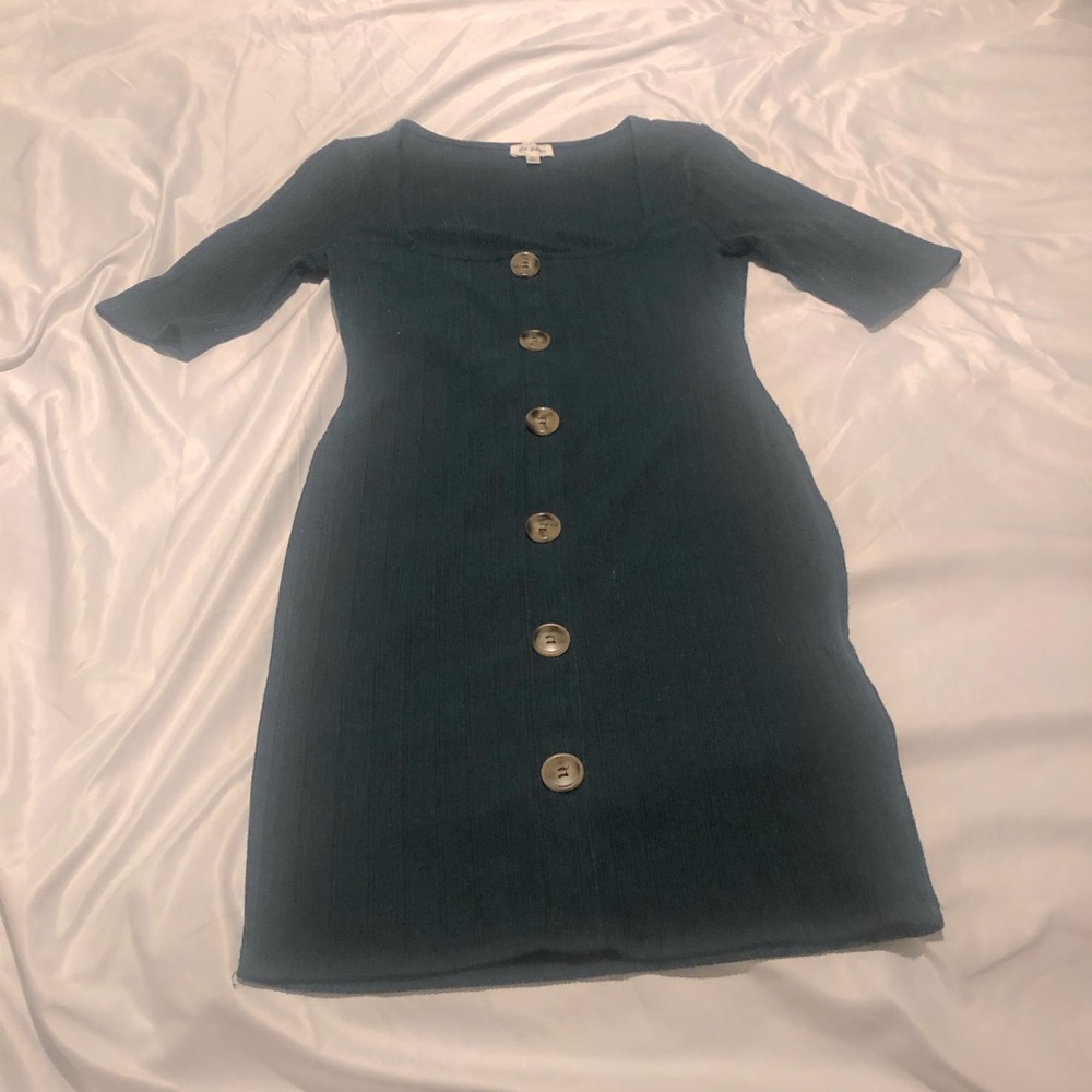 Green knit mini dress